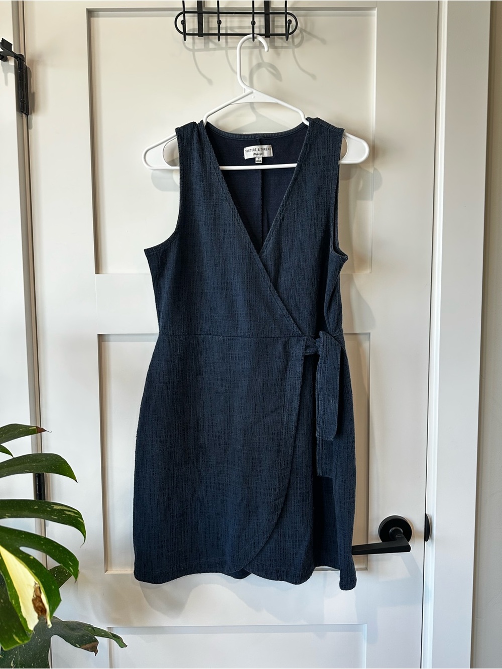 Madewell Navy Textured Wrap Mini Dress